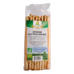 GRESSINS BIO AUX 3 GRAINES 125 G