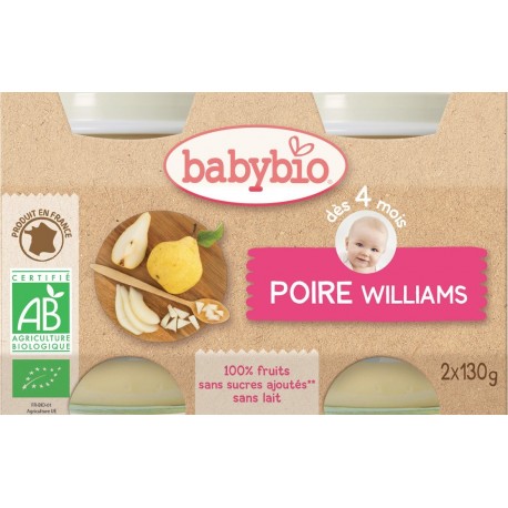 POT BEBE POIRE WILLIAMS 2X130G 4 MOIS BABYBIO