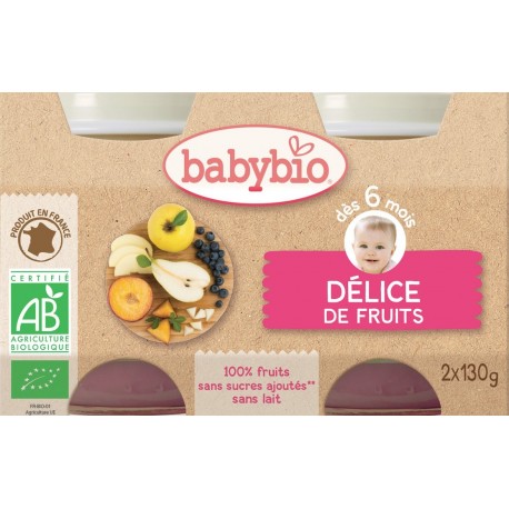 POT BEBE DELICE DE FRUITS 2X130G 6 MOIS BABYBIO