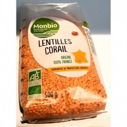 LENTILLES CORAIL DECORTIQUEES MONBIO 500G