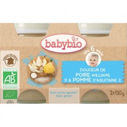 A.POT BEBE DOUCEUR POIRE 2X130G 6 MOIS BABYBIO