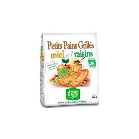 PETIT PAIN GRILLE MIEL RAISIN 225G S/HUILE PALME