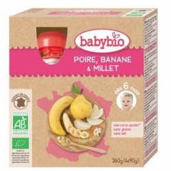 GOURDE POIRE BANANE MILLET 4X90G DES 6 MOIS BABYBIO