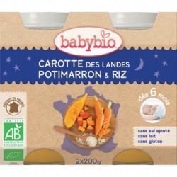 POT BEBE SOIR CAROTTE POTIMARRON RIZ 2X200G 6 MOIS BABYBIO